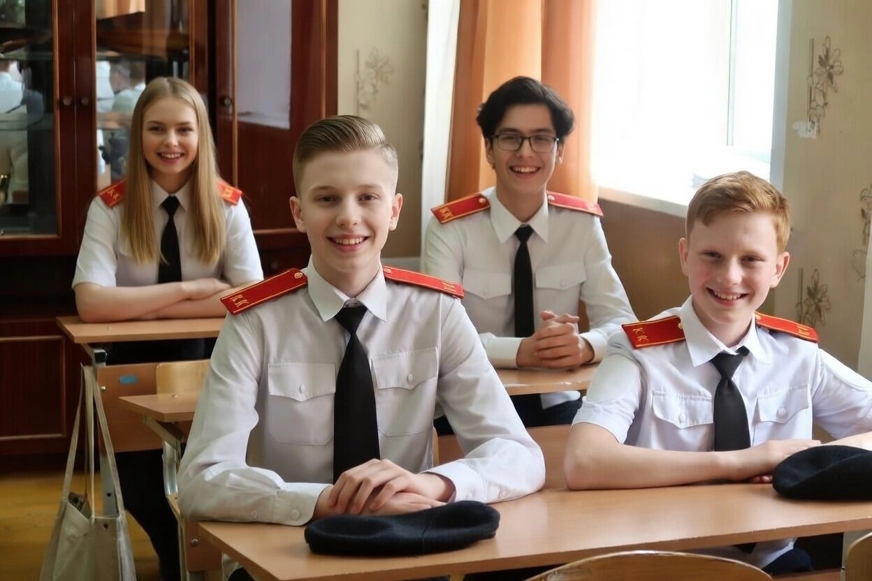 Кадеты в полевой форме на практических занятиях
